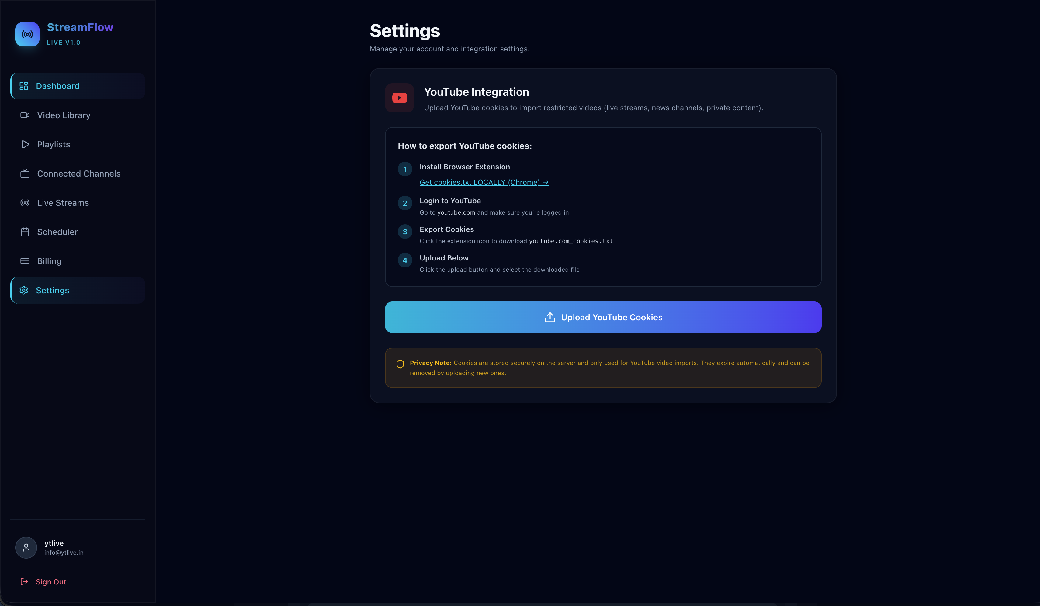 Stream Settings